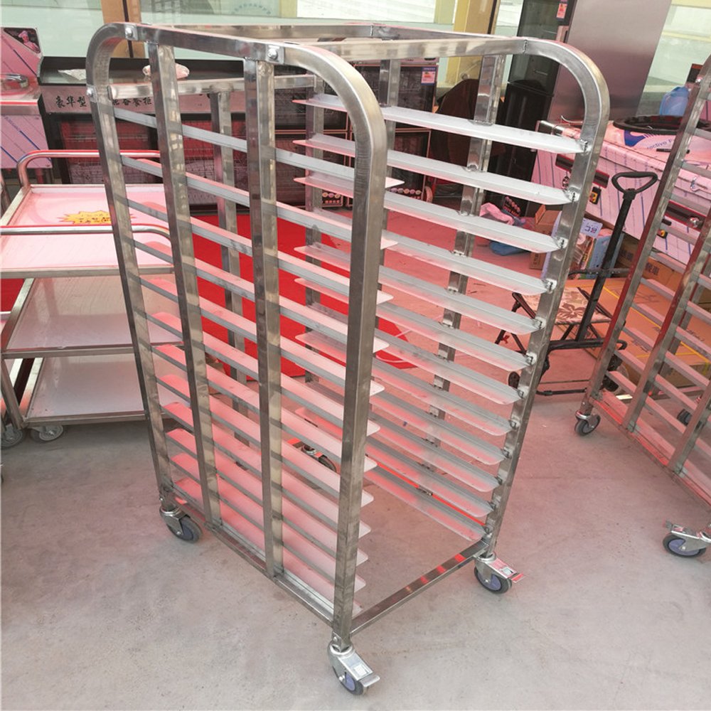 Stainless Steel Food Trolley Service Cart Buffet Service Tray Rack