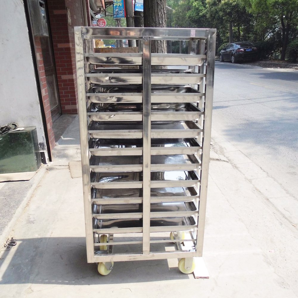 Stainless Steel Food Trolley Service Cart Buffet Service Tray Rack