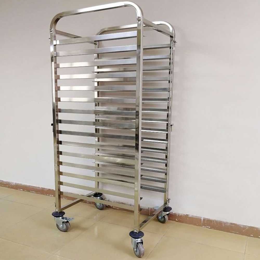 Stainless Steel Food Trolley Service Cart Buffet Service Tray Rack