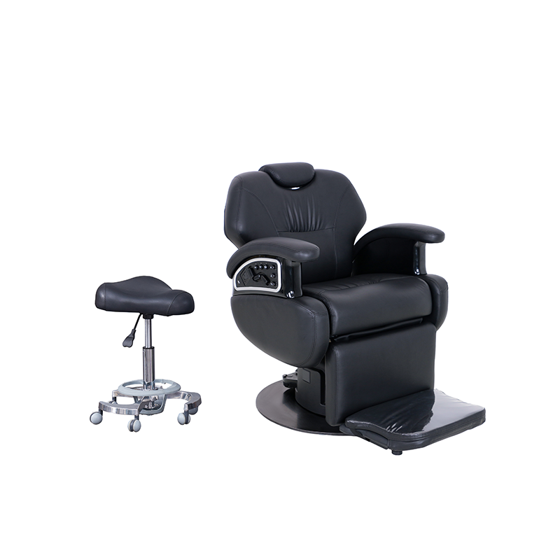Electric Heavy Duty Barber Shop Chair for Men Atmosphere Lamp Hairdressing Chair for Beauty Salon and Hair Salon with Metal Base