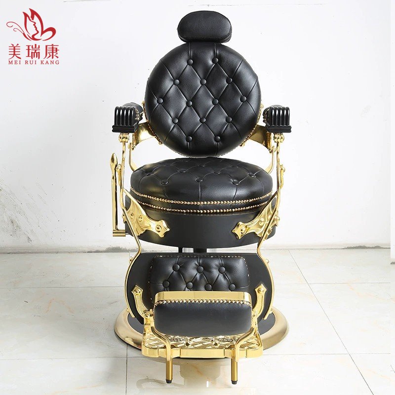 Professional vintage hairdressing saloon salon furniture durable barbershop brown white gold green grey washing barber chair