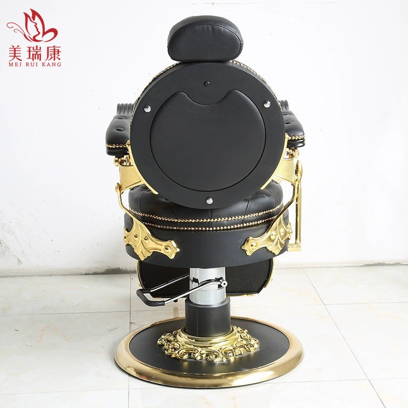 Professional vintage hairdressing saloon salon furniture durable barbershop brown white gold green grey washing barber chair
