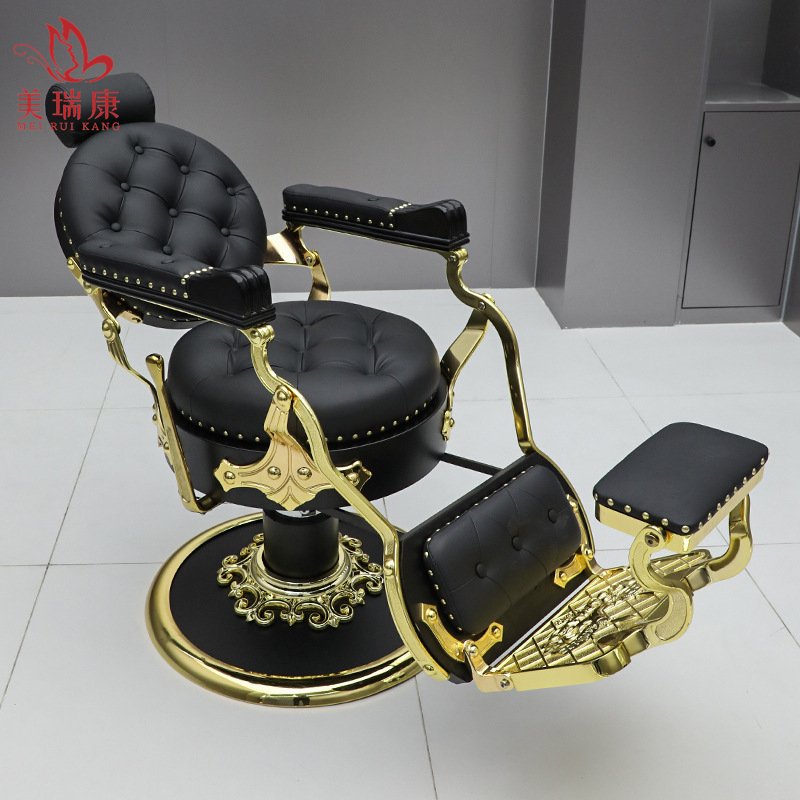 Professional vintage hairdressing saloon salon furniture durable barbershop brown white gold green grey washing barber chair