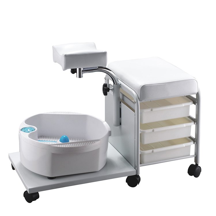 Movable Salon Trolley Cart with Foot Bath Washing Basin Drawers Feet Massage Chair Beauty Salon Portable Pedicure SPA Furniture