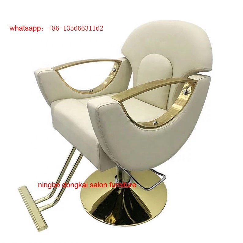 Gold Stainless Steel Barber Chair Hair Perm Lift Commercial Furniture Cutting Stool Hair Salon PU Material Barber Shop Use