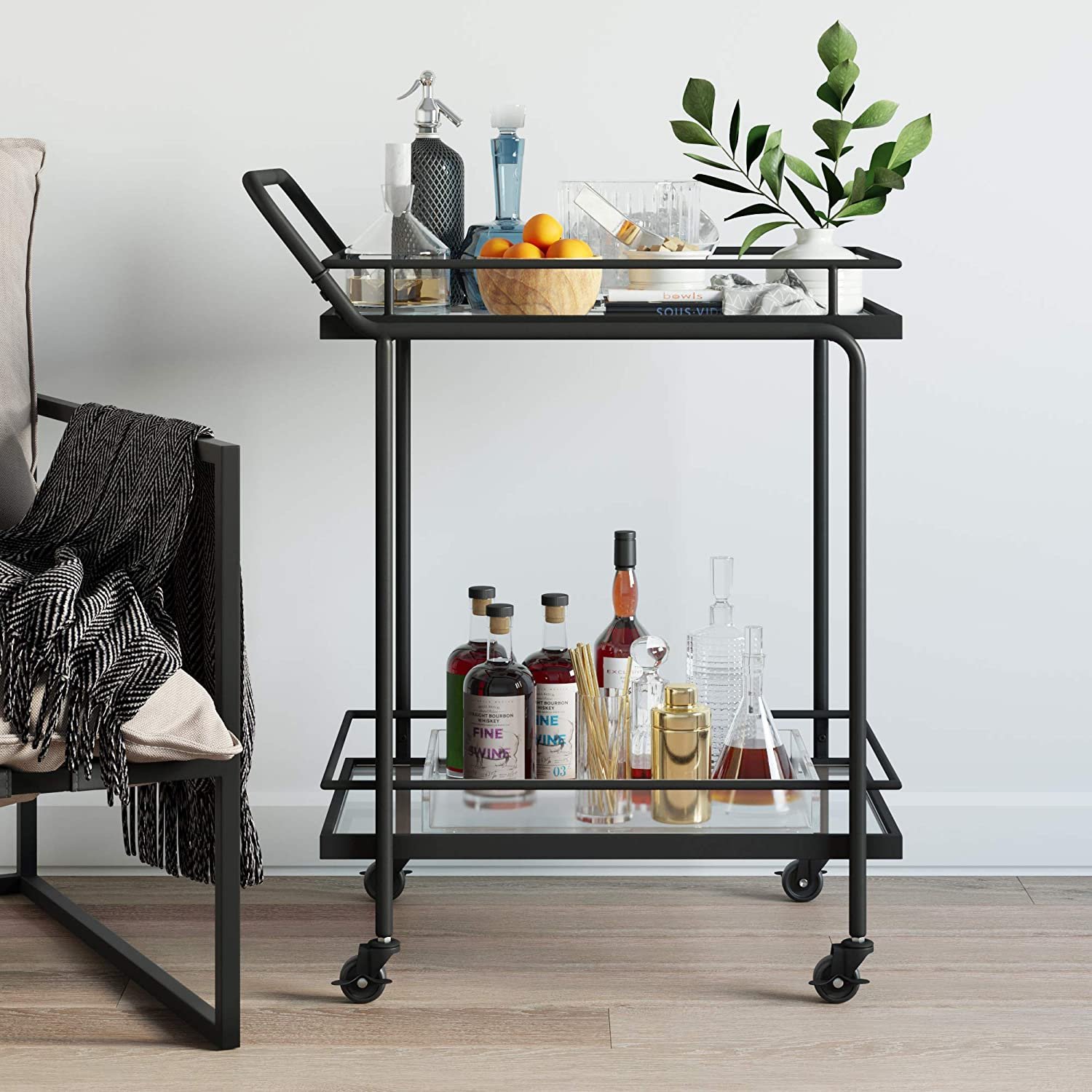 Factory Customized Glass Trolley Mobilet Vintage Folding Tea Cart Party Serving Trolley Snack Candy Wine Bar Cart For kitchen