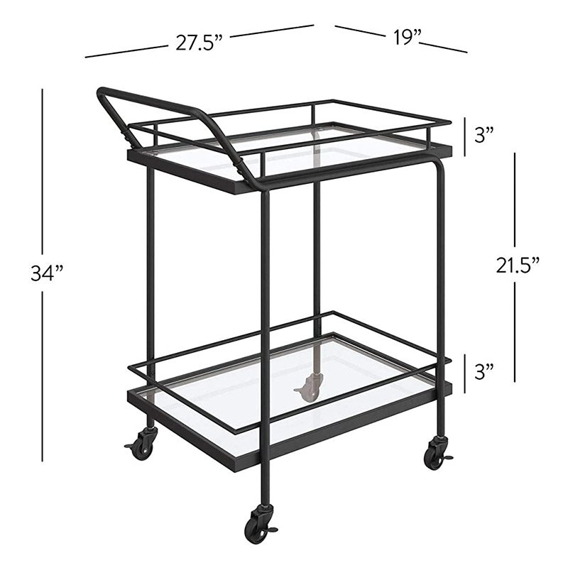 Factory Customized Glass Trolley Mobilet Vintage Folding Tea Cart Party Serving Trolley Snack Candy Wine Bar Cart For kitchen