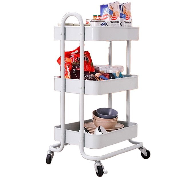 3 Tiers Kitchen Storage Rack Trolley Living Room Bathroom Collecting Trolley Cart