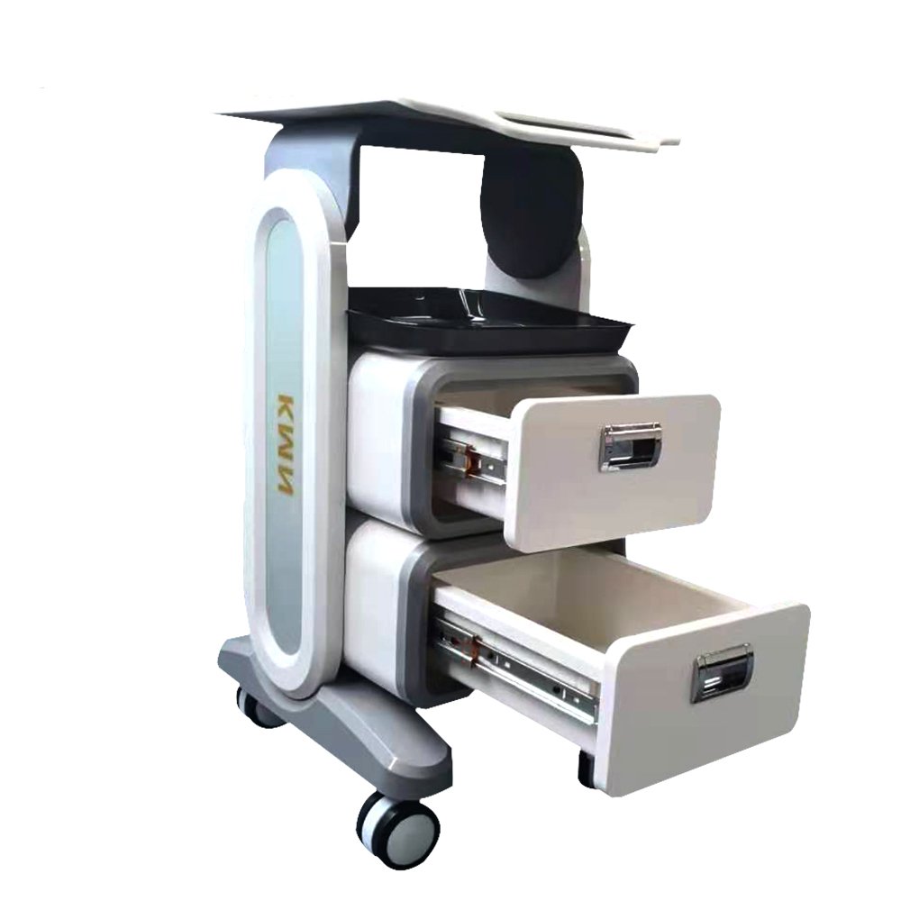 Medical Device Aesthetic Trolley Carts 2 Drawers ABS White Clinic Four Wheels Portable Beauty Machine Salon Beauty Trolley