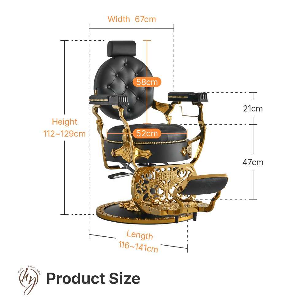 BC8829B Hair salon lift golden barber chair