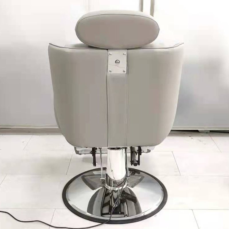 Modern Beauty Hair Salon Styling Chair Hydraulic Round Base Grey Reclining Barber Chair For Sale