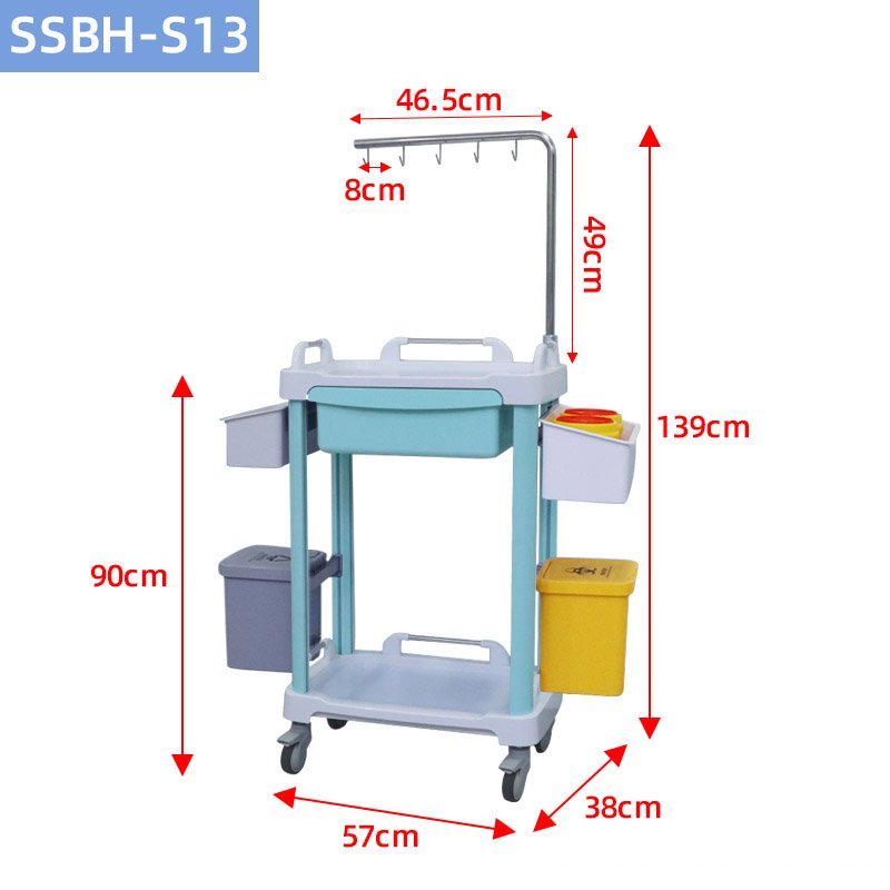 Modern Design ABS Plastic IV Infusion Treatment Cart with Shelf Drawer Factory Price