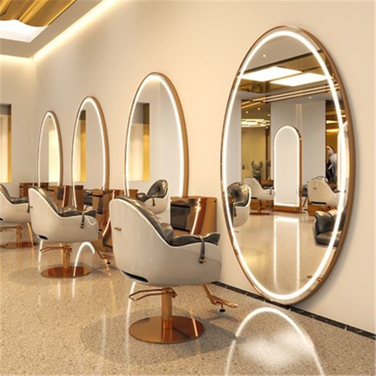 Diant Beauty Salon Full body wall mirror Gold Long Framed Standing Floor Large gold wall Bath Door Mirror For Barber Shop