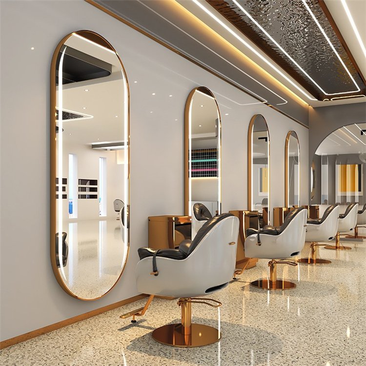 Diant Beauty Salon Full body wall mirror Gold Long Framed Standing Floor Large gold wall Bath Door Mirror For Barber Shop