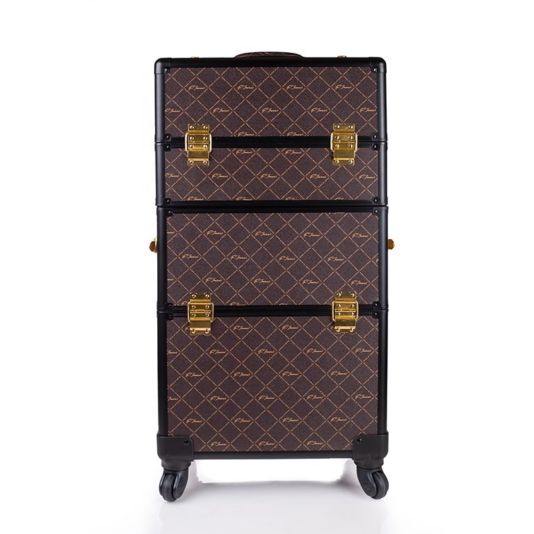 Beauty Salon Trolley 2 In 1 Rolling Professional Stylish Aluminum Makeup Train Case