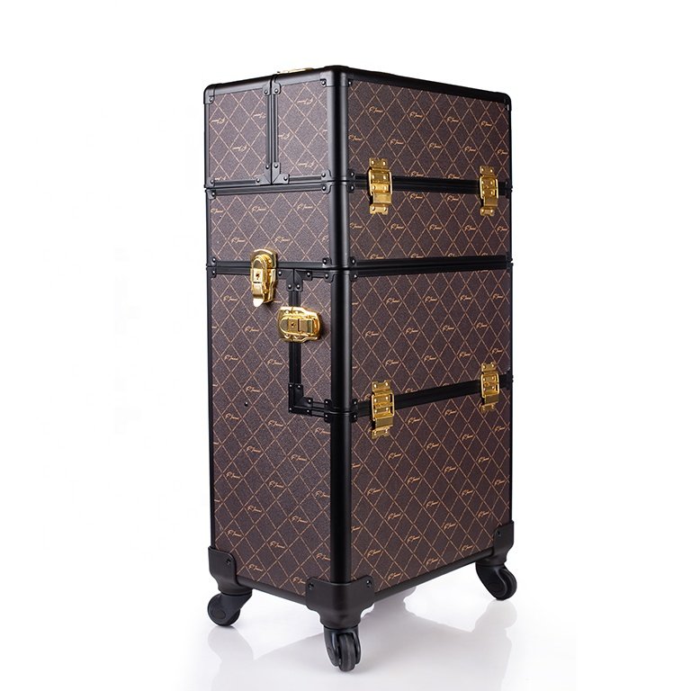 Beauty Salon Trolley 2 In 1 Rolling Professional Stylish Aluminum Makeup Train Case