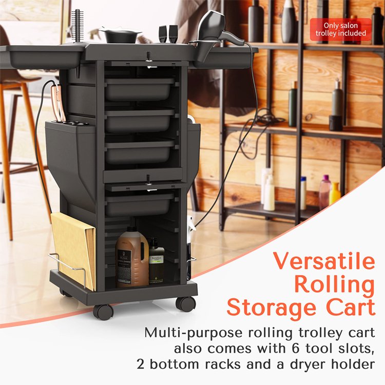 Rolling Locking Salon Beauty Hair Cart Utility Caddy Mobile Tattoo Hairdresser Barber Tools Holder Storage Trolley with Drawers