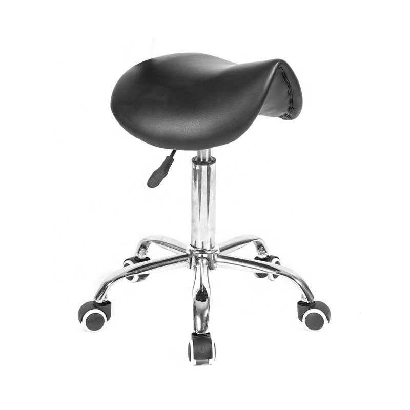 NEW promotion Commercial Swivel Bar Chair barber stool China with Black pu saddle seat with Backrest