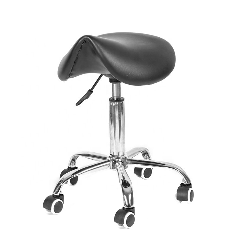 NEW promotion Commercial Swivel Bar Chair barber stool China with Black pu saddle seat with Backrest