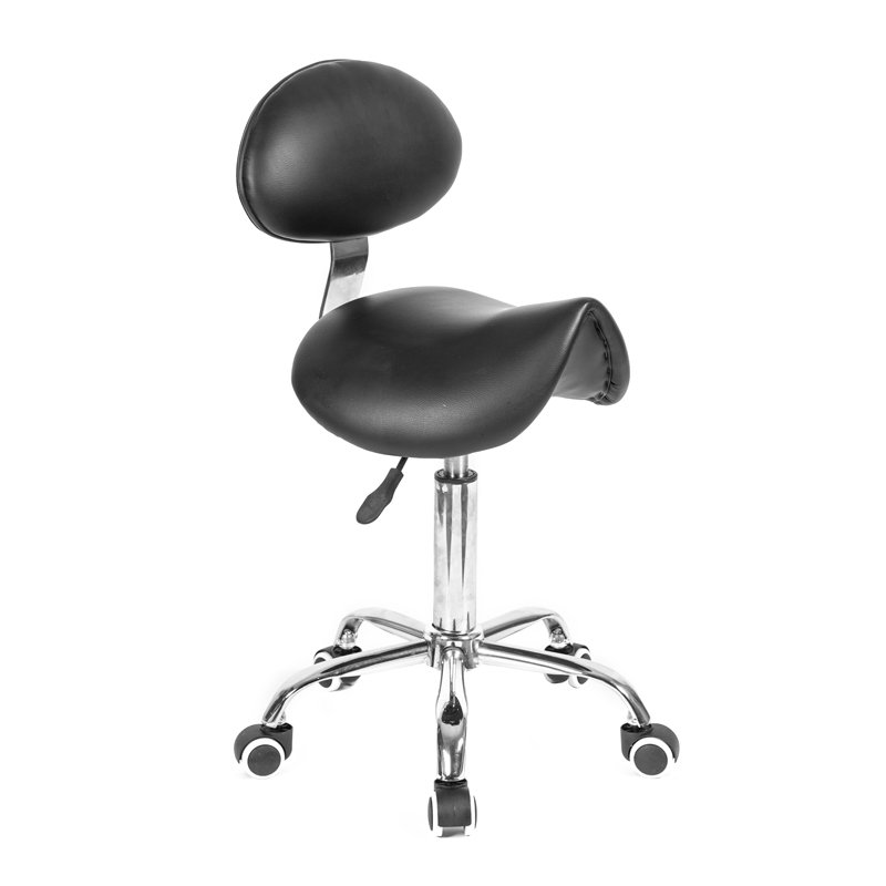 NEW promotion Commercial Swivel Bar Chair barber stool China with Black pu saddle seat with Backrest