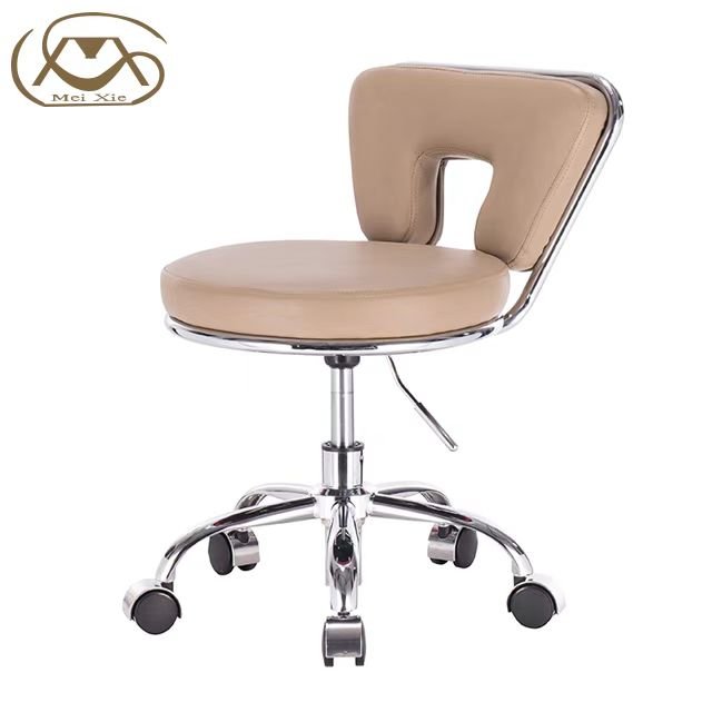 Siman Professional Modern Stool Chair High Quality Black Leather with Wheels for Workshop Barber Shop Spa Beauty Salon