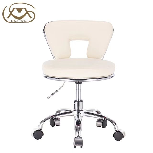 Siman Professional Modern Stool Chair High Quality Black Leather with Wheels for Workshop Barber Shop Spa Beauty Salon