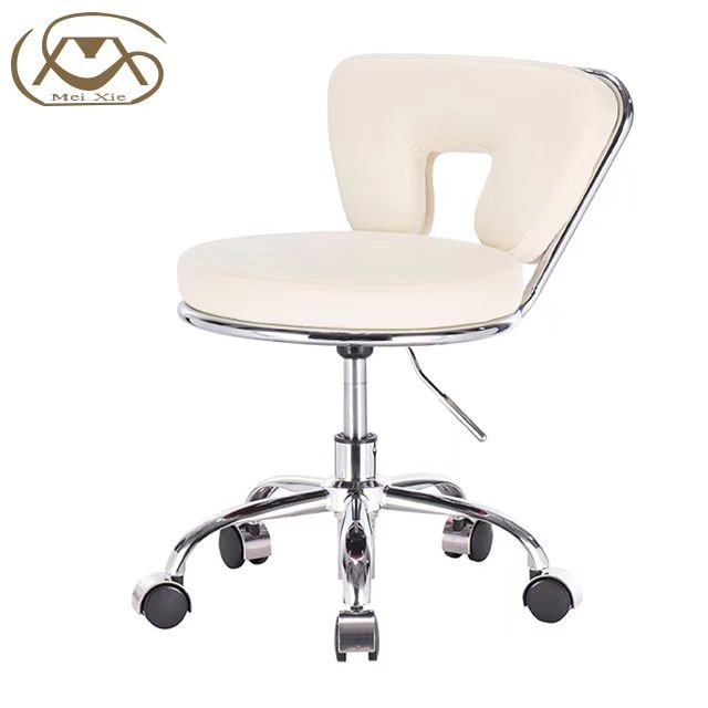 Siman Professional Modern Stool Chair High Quality Black Leather with Wheels for Workshop Barber Shop Spa Beauty Salon