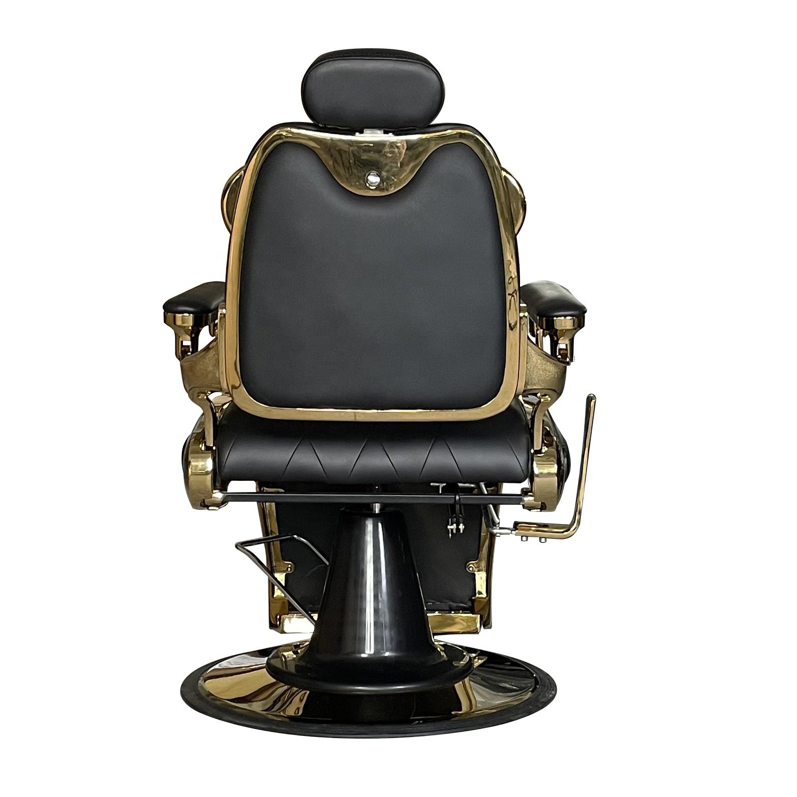 Vintage Black And Gold Big Oversize Barbershop Furniture Hair Cut Heavy Duty Reclining Barber Chairs For Hair Salon