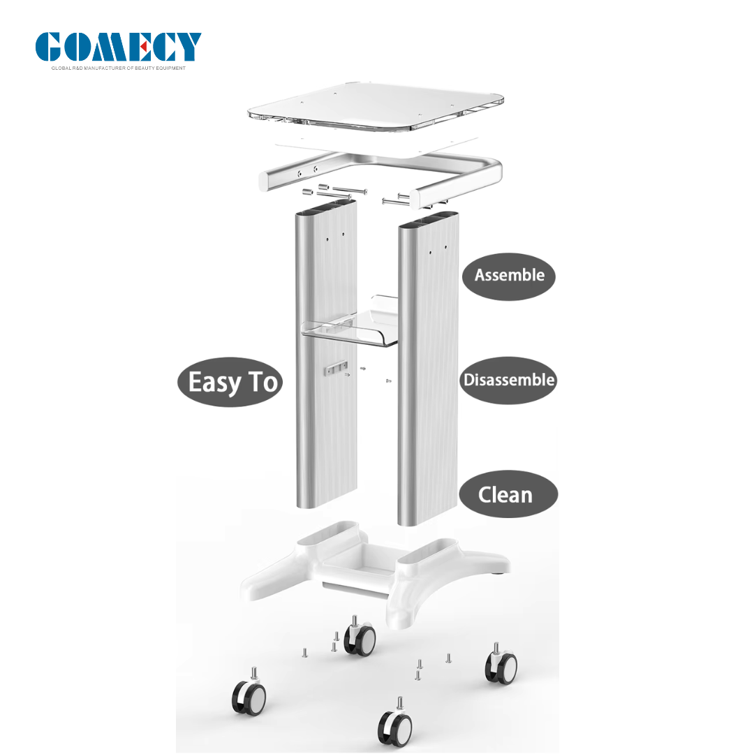 Low Noise Beautiful Design Table Trolley with 4 Wheels Round Edge Cart Trolley Machine Display Home or Beauty Spa Use