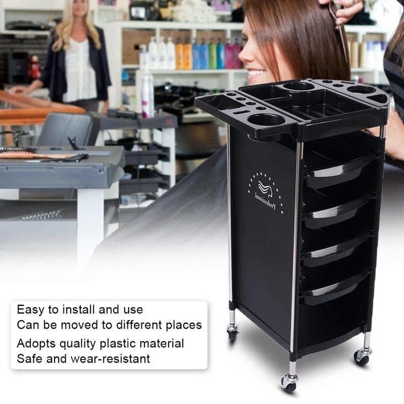 Multi-function Salon Trolley Cart with Wheels Hair Cart Rolling Storage Organizer Barber Station
