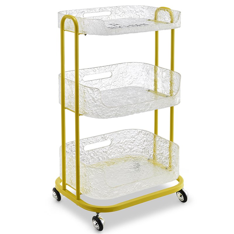 Multi-function Plastic Frame Space-saving Kitchen 3 Tier Storage Trolley Cost-effective Salon Trolley Movable with Wheels
