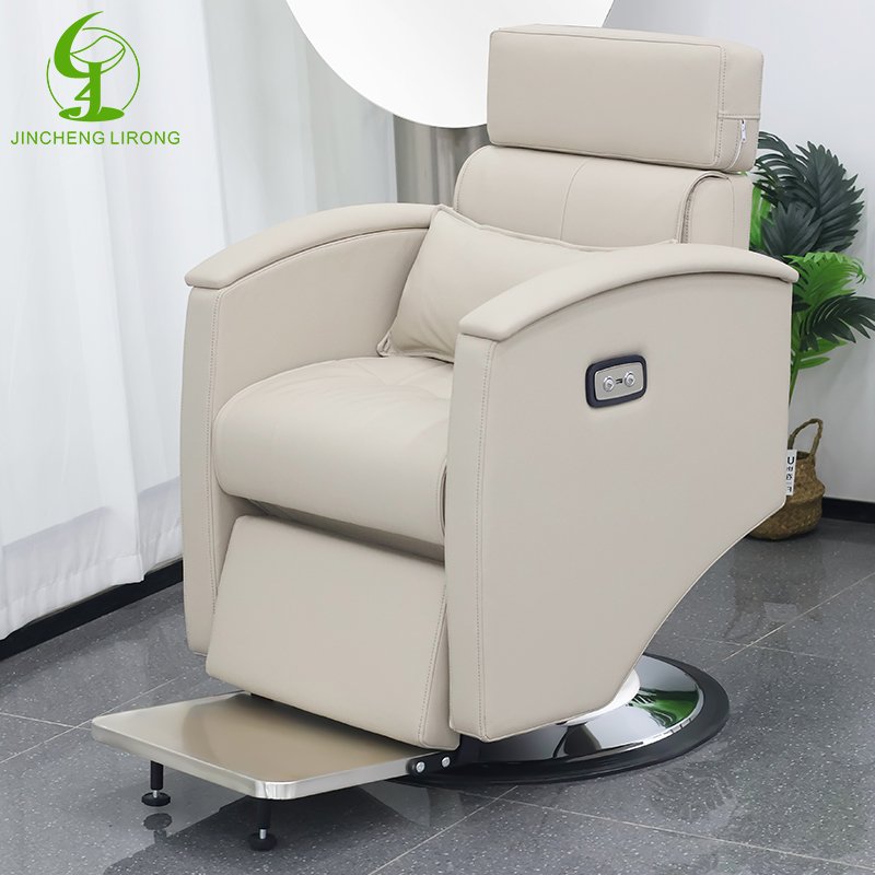 Modern Beauty Chair adjustable headrest grey leather styling barber chair luxury electric hair dressing chair