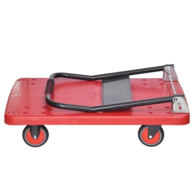 300kg 500kg loading Heavy duty 4 Wheels steel Folding Hand Carts Platform Trolley with customized service