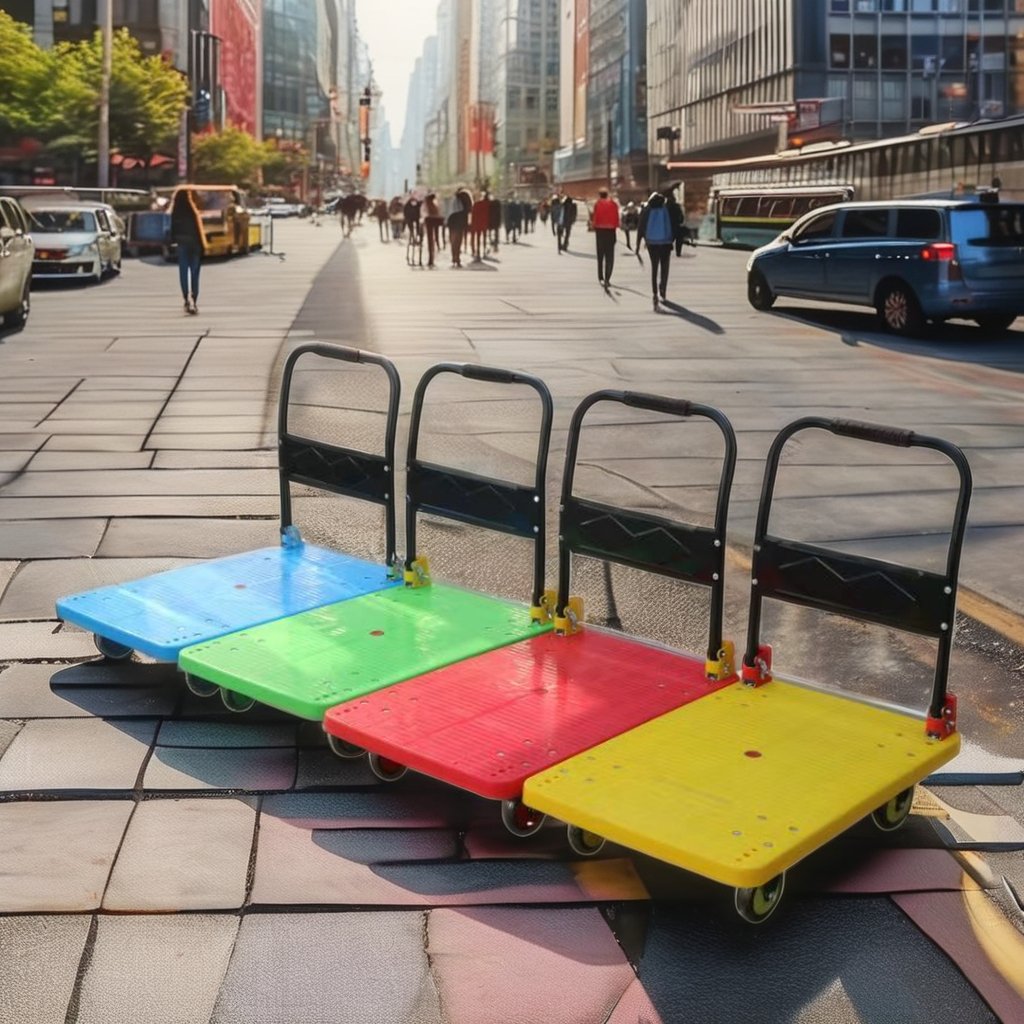 300kg 500kg loading Heavy duty 4 Wheels steel Folding Hand Carts Platform Trolley with customized service
