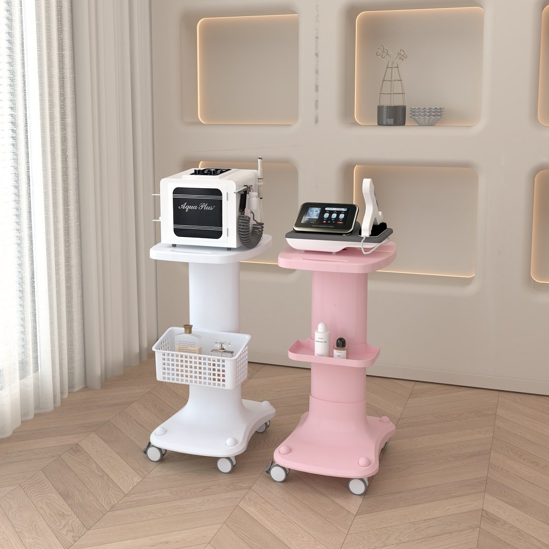 Wholesale Beauty Center Instrument Cart ABS Beauty Machine Trolley White Pink Stand Beauty Salon Spa Machine Hand Carts