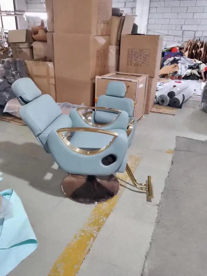 Light Grey Leather Best-Selling Manufacturer Price Hydraulic Barber Chair Hair Salon Furniture Equipment Barber Chairs