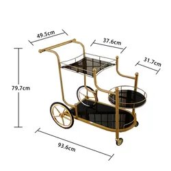 Luxury Metal Glass Tea Wine Food Catering Drinks Serving Trolley Cart For Bar Hotel Restaurant Wedding Party Bar Cart Trolley