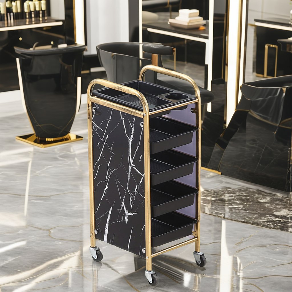 High Quality Professional Salon Furniture Multifunctional Multi-layer Trolley Marble Pattern Customizable Living Room Kitchen