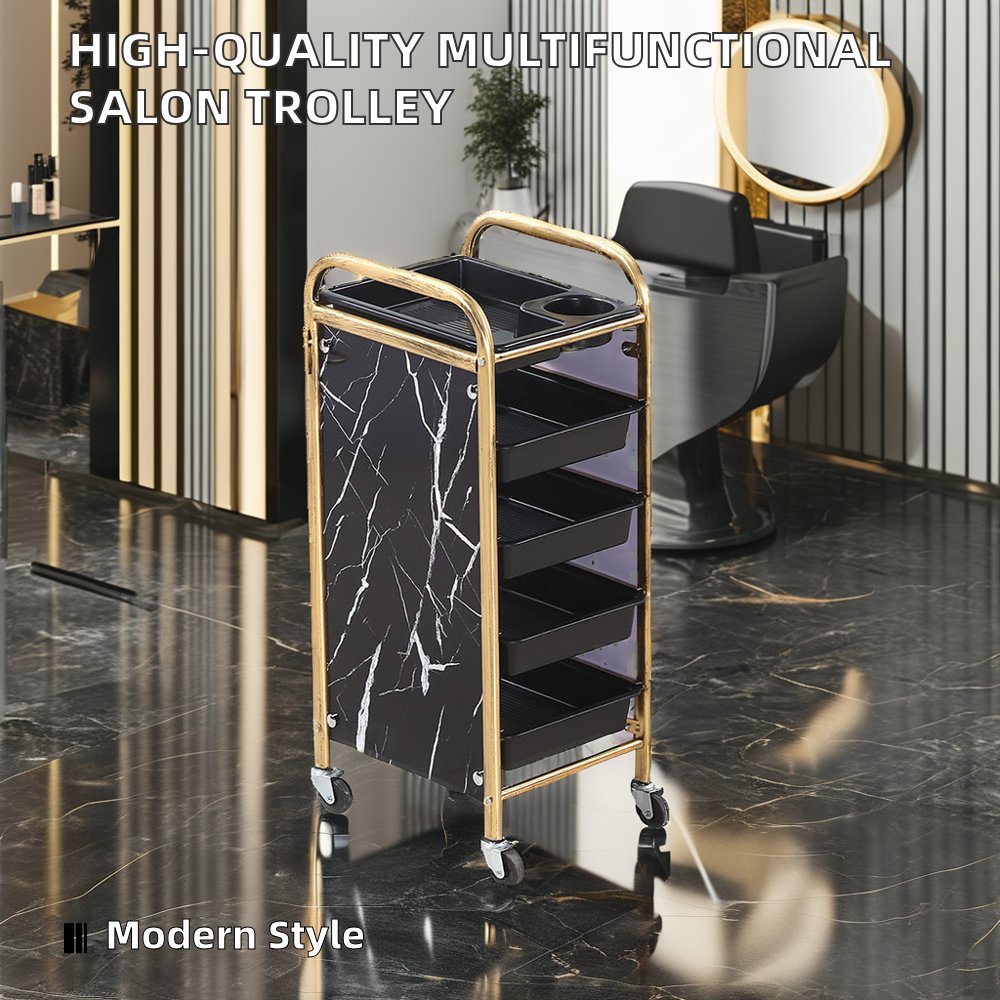 High Quality Professional Salon Furniture Multifunctional Multi-layer Trolley Marble Pattern Customizable Living Room Kitchen