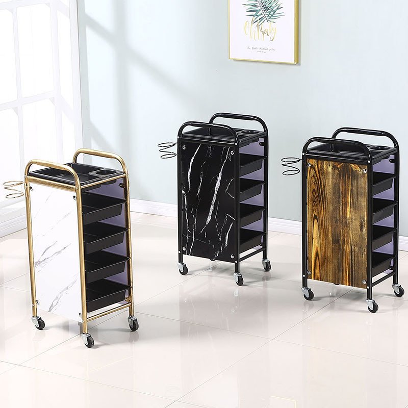 High Quality Professional Salon Furniture Multifunctional Multi-layer Trolley Marble Pattern Customizable Living Room Kitchen