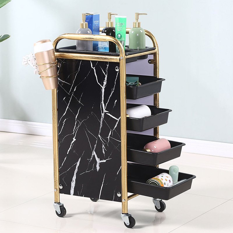 High Quality Professional Salon Furniture Multifunctional Multi-layer Trolley Marble Pattern Customizable Living Room Kitchen