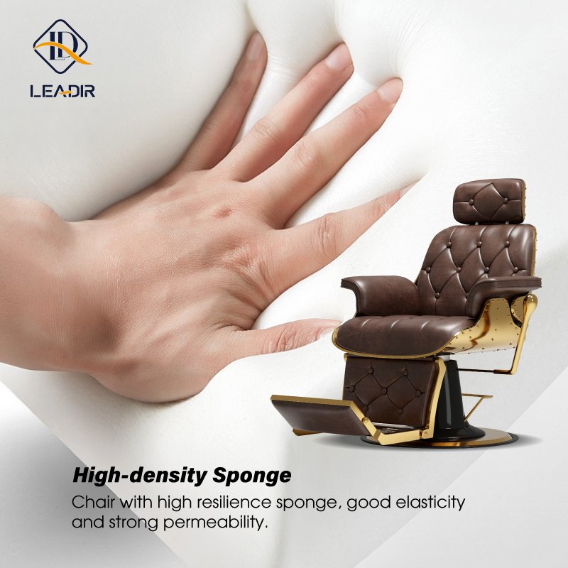 Leadir Professional Hydraulic Vintage Hairdressing Salon Furniture Durable Barbershop Brown Washing Barber Chair