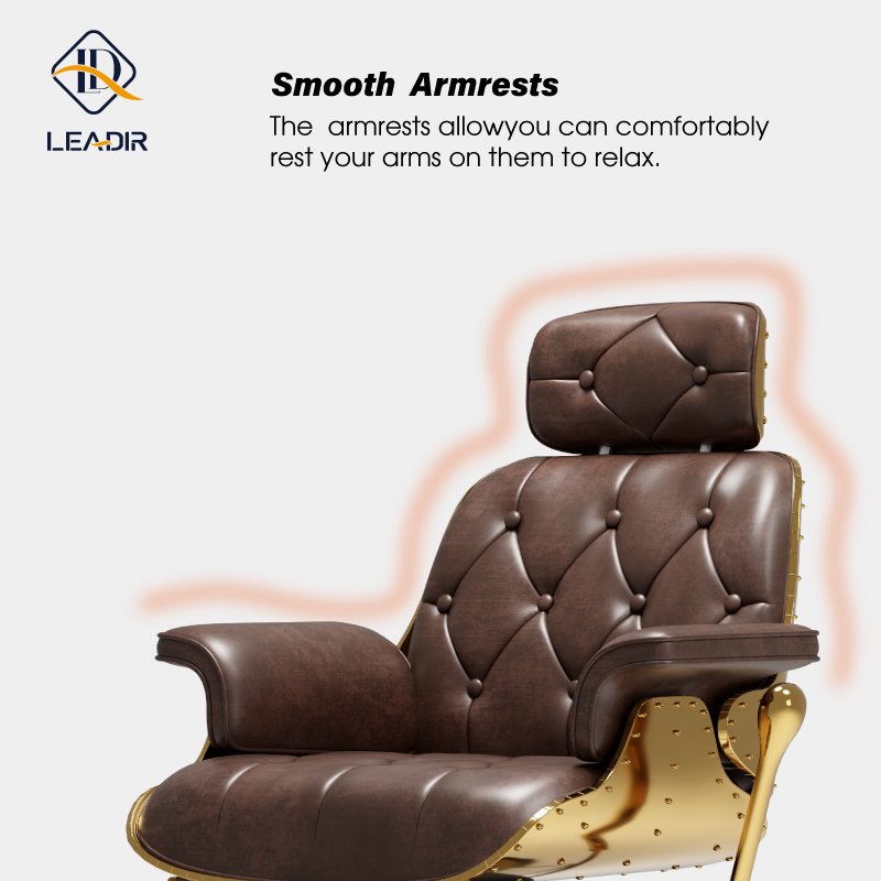 Leadir Professional Hydraulic Vintage Hairdressing Salon Furniture Durable Barbershop Brown Washing Barber Chair