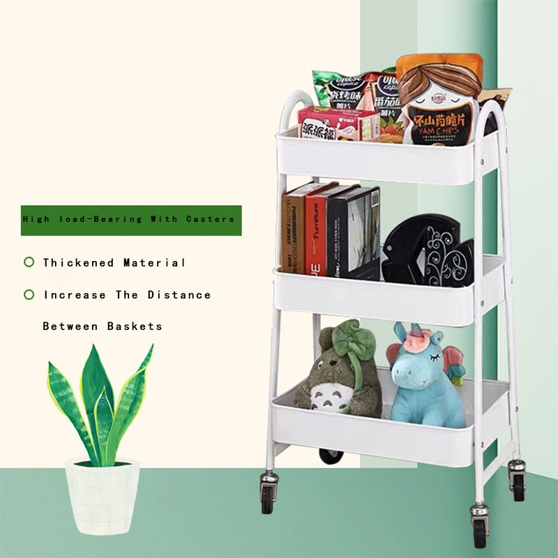 Hot Sale 3 Layers Black Metal Organizer Cart Beauty Salon Auxiliary Cart For Living Room