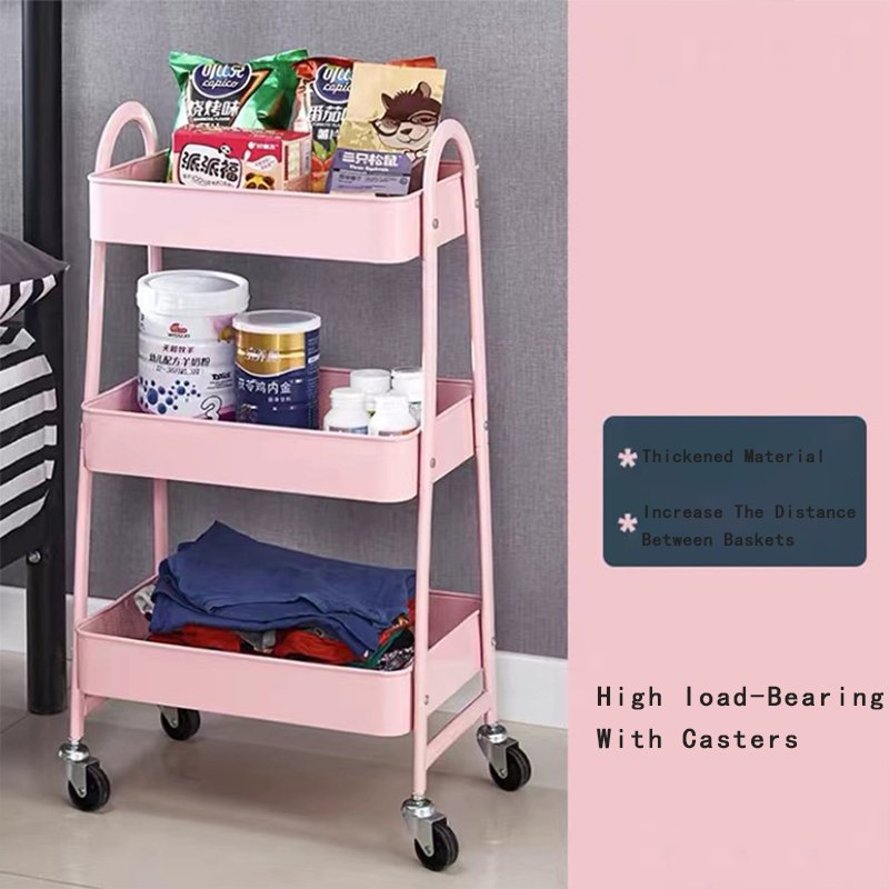 Hot Sale 3 Layers Black Metal Organizer Cart Beauty Salon Auxiliary Cart For Living Room