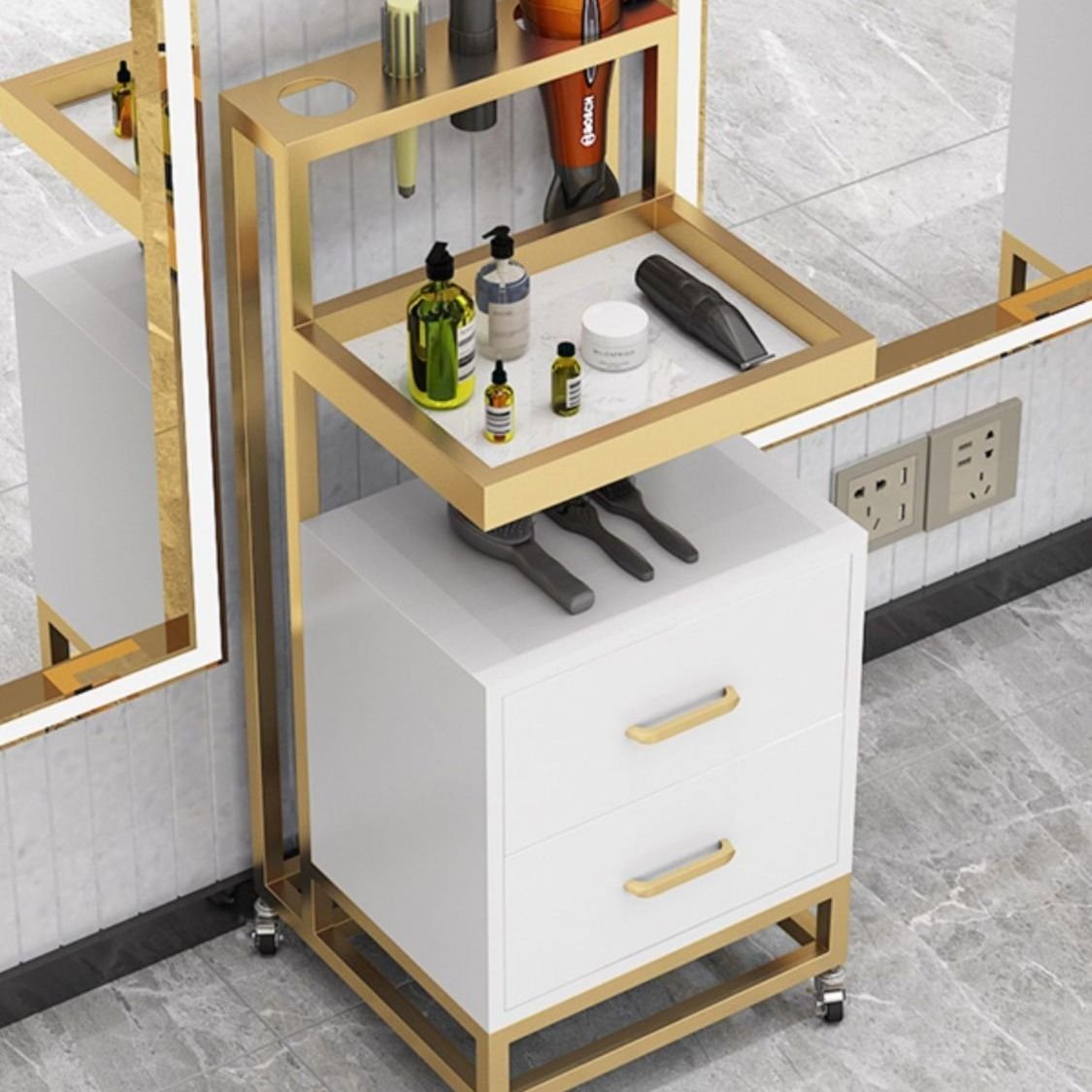 Qcyile High Quality Headphones Tools Beau5.3salon Trolley Alon Trolley Modern Salon Furniture on Clearance Sale Beauty Tool Cart