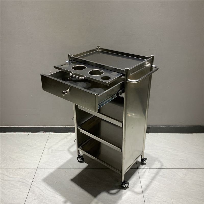 Barber Shop Tool Cabinet Hot Dyeing Trolley Golden Stainless Steel Material Strong
