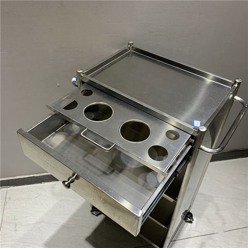 Barber Shop Tool Cabinet Hot Dyeing Trolley Golden Stainless Steel Material Strong