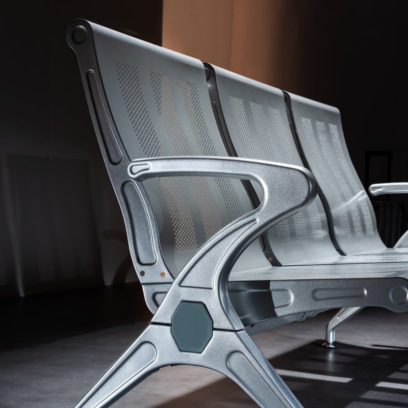 Railway Station High Back Metal Airport chair, Hospital Outpatient Waiting chair Stool, Furniture Factory, High Quality 2 Seats.