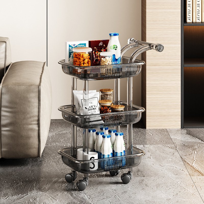 Transparent Rolling Cart 3-Tiers Rolling Trolley Cart Beauty Salon SPA Storage Organizer Stand With Wheels